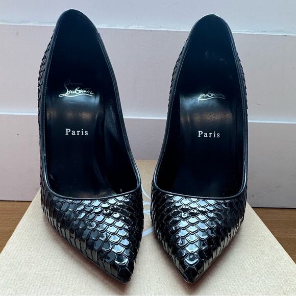 Christian Louboutin Kate 100 Pumps Scale-Embossed Black LV size 38 - Picture 5 of 13